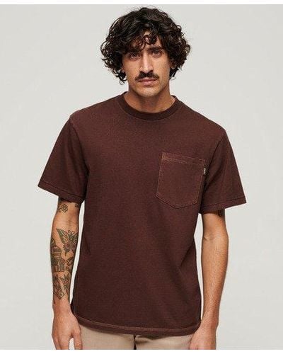 Superdry Contrast Stitch Pocket T-shirt - Brown