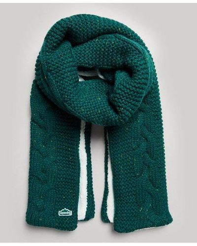 Superdry Cable Knit Scarf - Green