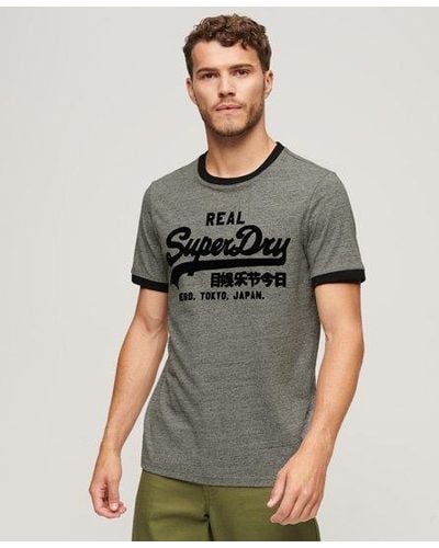 Superdry Vintage Logo Ringer T-shirt - Gray