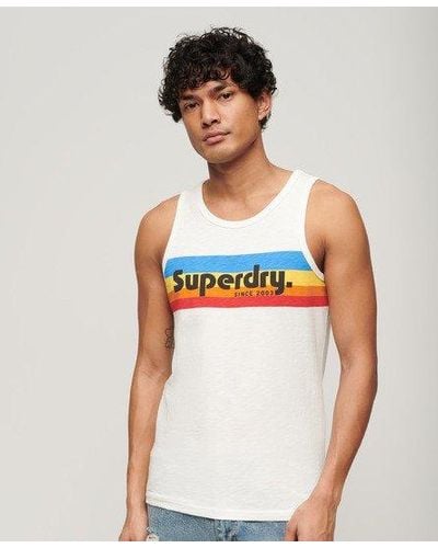 Superdry Cali Striped Logo Vest Top - Natural
