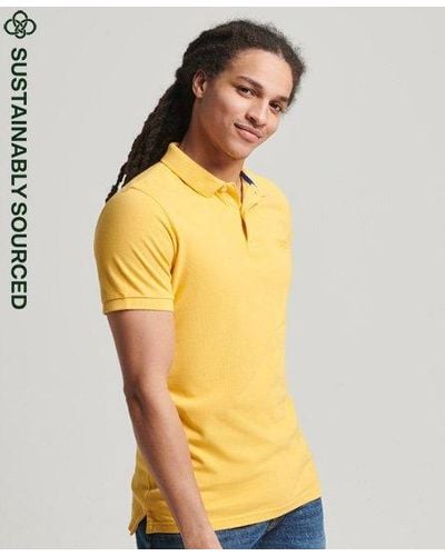 Superdry Organic Cotton Vintage Washed Pique Polo Shirt - Yellow