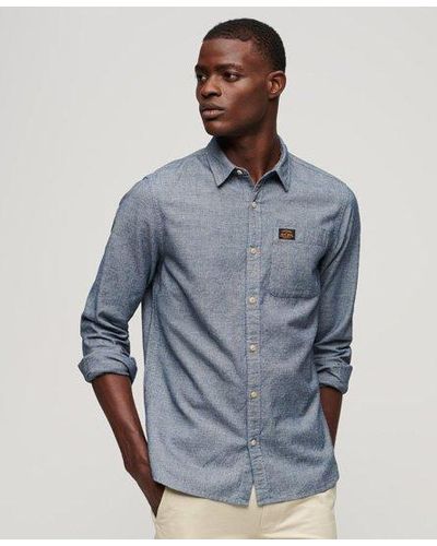 Superdry Cotton Workwear Long Sleeve Shirt - Blue