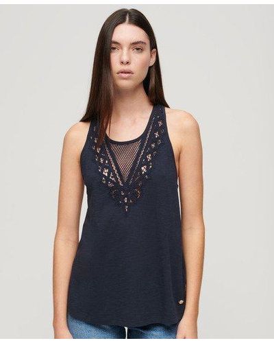 Superdry Jersey Lace Vest - Blue