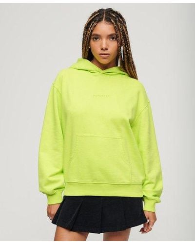 Superdry Micro Logo Embroidered Boxy Hoodie - Yellow