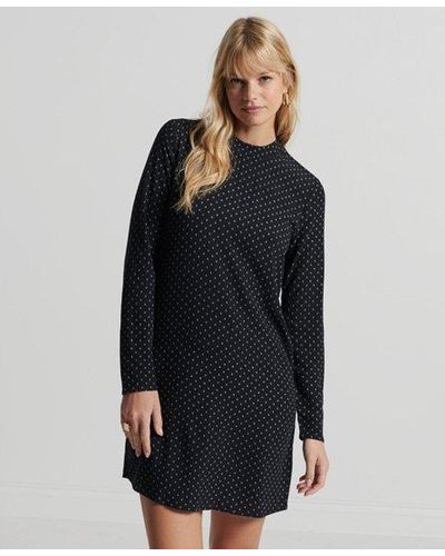Superdry Long Sleeve Woven Mini Dress - Black
