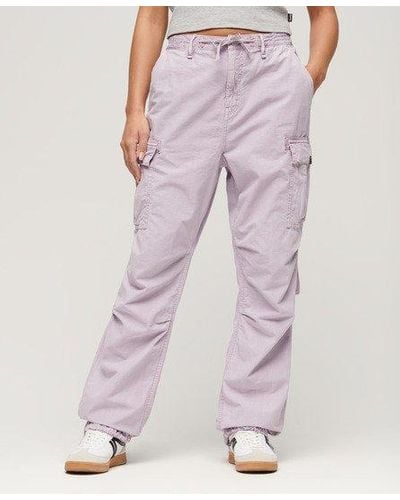 Superdry Low Rise Parachute Cargo Trousers - Pink