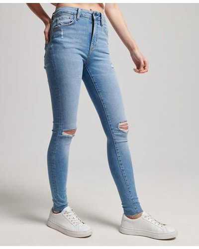 Superdry Skinny Jeans Met Hoge Taille Van Biologisch Katoen - Blauw