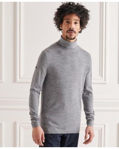 Superdry Pull à col roulé en mérinos - Gris