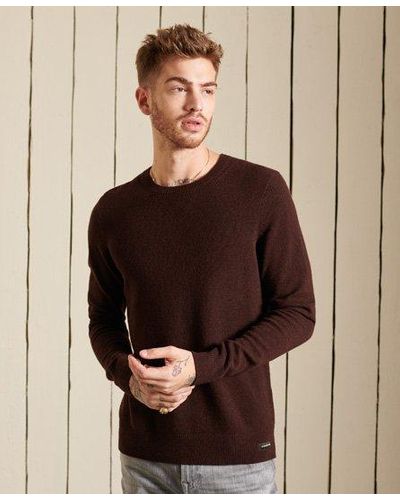 Superdry Lambswool Lightweight Crew Sweater - Natural