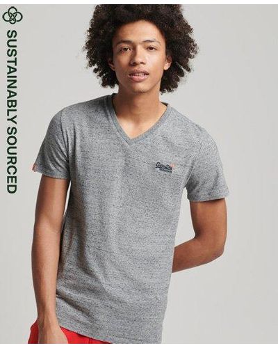 Superdry Orange Label Vintage Embroidery V-neck T-shirt - Gray