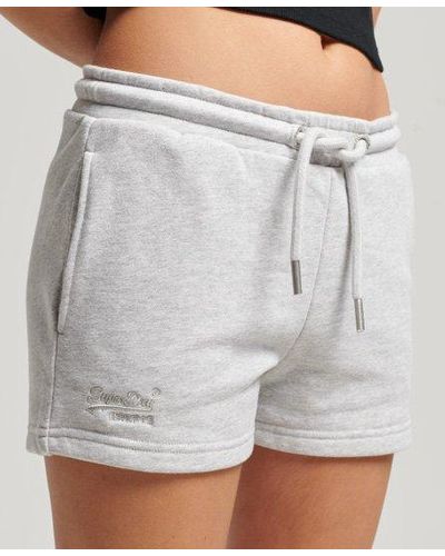 Superdry Vintage Logo Embroidered Jersey Shorts - Gray
