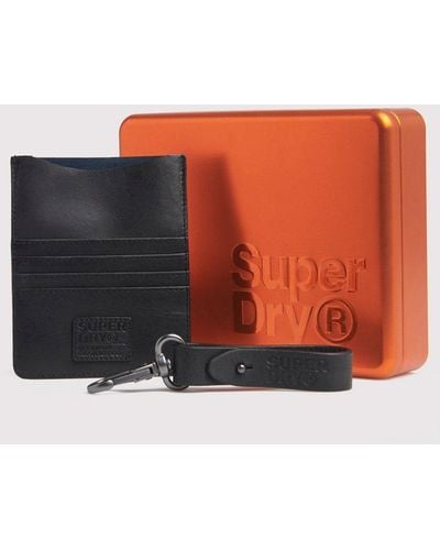 Superdry Leather Travel Wallet Set Black