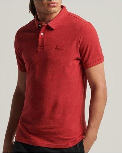 Superdry Organic Cotton Essential Classic Pique Polo Shirt - Red