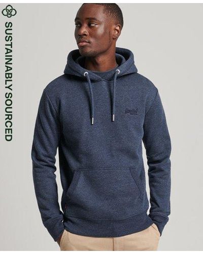 Superdry Organic Cotton Vintage Logo Embroidered Hoodie - Blue