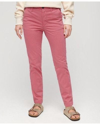 Superdry Mid Rise Chino Trousers - Pink