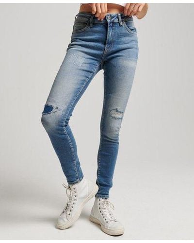 Superdry Vintage Skinny Jeans Van Biologisch Katoen Met Middelhoge Taille - Blauw