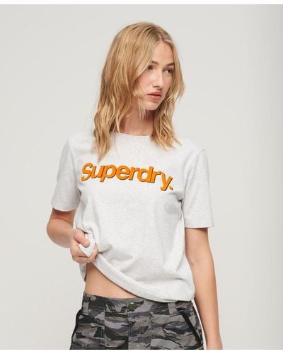 Superdry Luxe Metallic Logo T-shirt in Green | Lyst
