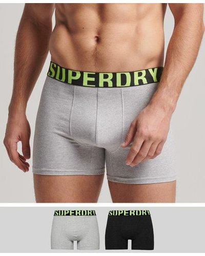 Superdry Lot de deux boxers en coton biologique dual logo - Gris