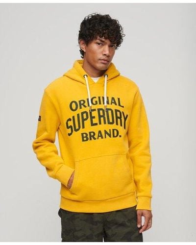 Superdry Classic Embroidered Graphic Athletic Script Hoodie - Yellow