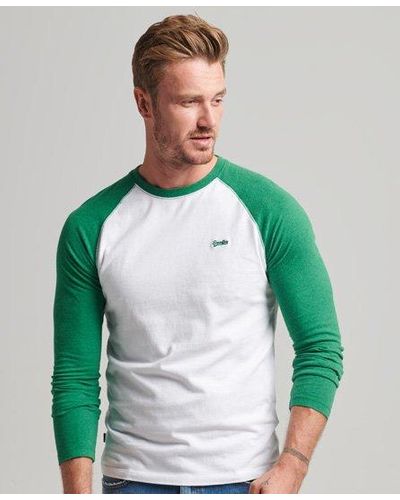 Superdry Organic Cotton Essential Long Sleeved Baseball Top - Green