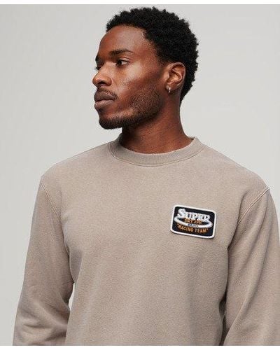 Superdry Loose Fit Embroidered Logo Mechanic Crew Sweatshirt - Brown