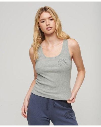 Superdry Athletic Essentials Ribbed Vest Top - Gray