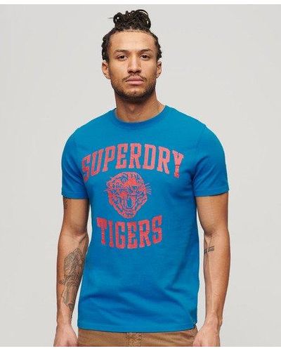 Superdry Track & Field Athletic T-shirt Met Print - Blauw