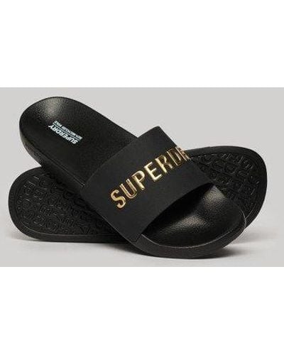 Superdry Vegan Logo Pool Sliders - Black