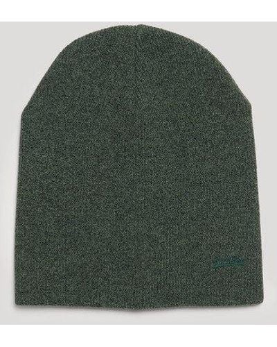 Superdry Organic Cotton Orange Label Vintage Logo Beanie - Green