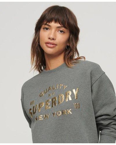 Superdry Luxe Metallic Logo Sweatshirt - Grey