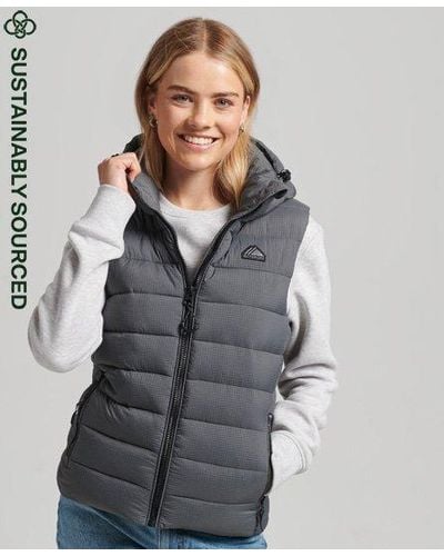 Superdry Hooded Classic Padded Gilet - Gray