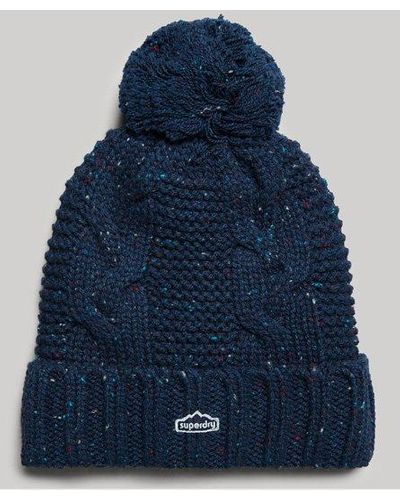Superdry Cable Knit Bobble Beanie - Blue