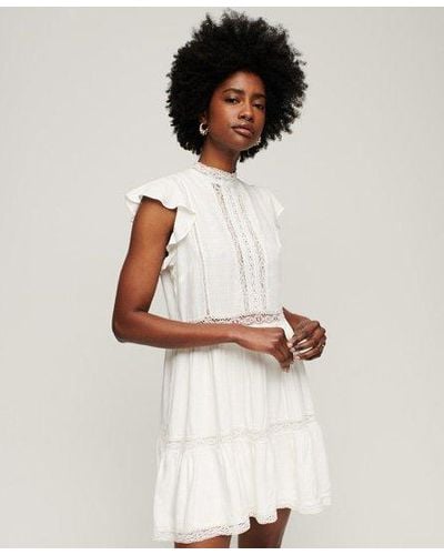 Superdry Studios Lace Mix Dress - White