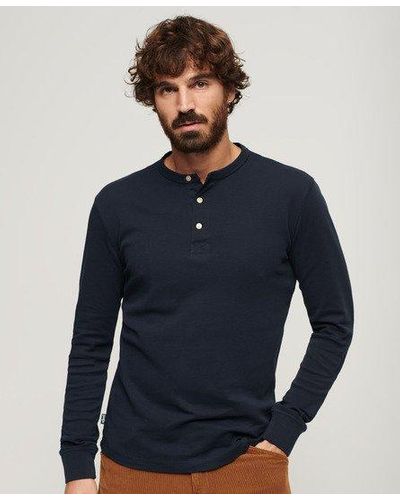Superdry Merchant Store - Kraagloos Jersey Shirt - Blauw