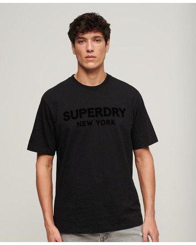 Superdry Luxe Sport T-shirt Met Losse Pasvorm - Zwart