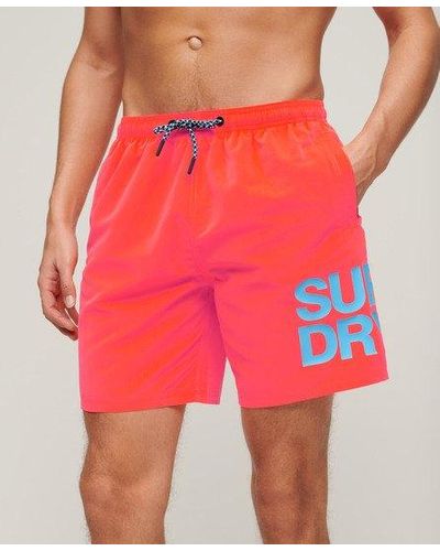 Superdry Sportswear Logo 17-inch Recycled Swim Shorts - Red