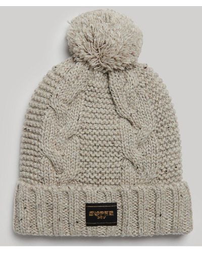 Superdry Cable Knit Beanie Hat - Grey
