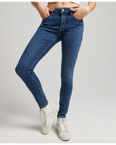 Superdry Jean skinny vintage à taille mi-haute en coton biologique - Bleu