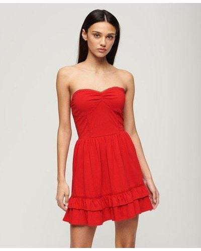 Superdry 50s Lace Bandeau Mini Dress - Red