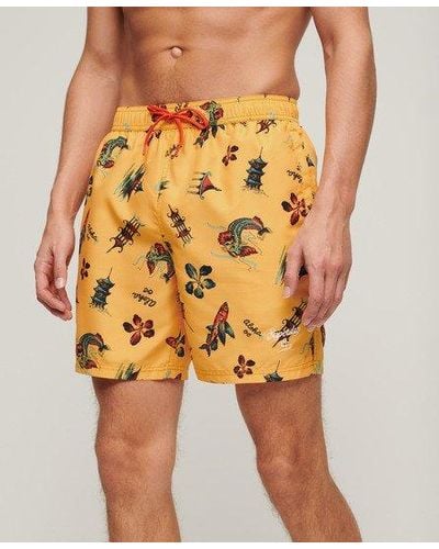 Superdry Recycled Hawaiian Print 17-inch Swim Shorts - Yellow
