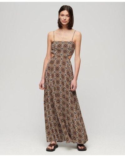 Superdry Sheered Back Maxi Dress - Brown