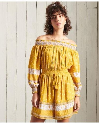 Superdry Ameera Off The Shoulder Playsuit - Yellow