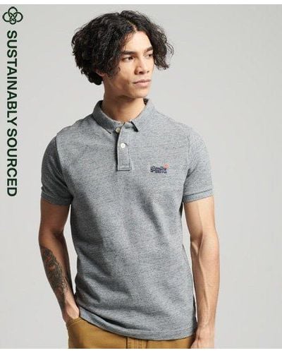 Superdry Organic Cotton Essential Classic Fit Pique Polo - Gray