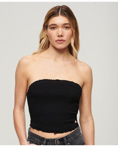 Superdry Smocked Bandeau Top - Black