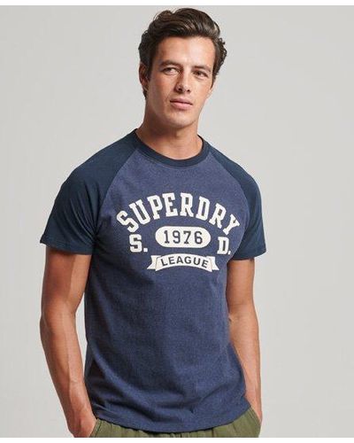 Superdry T-shirt à manches raglan en coton bio vintage gym athletic - Bleu