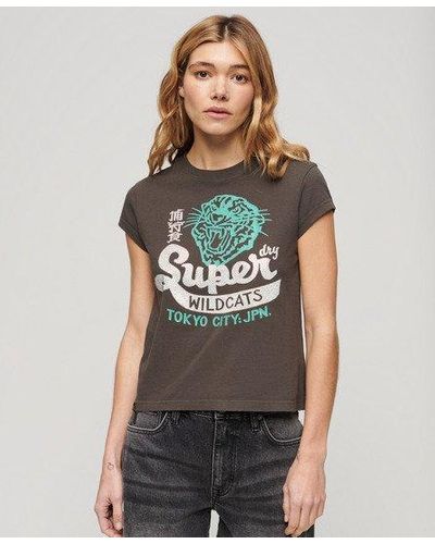 Superdry Ladies Embellished Poster Cap Sleeve T-shirt - Multicolor