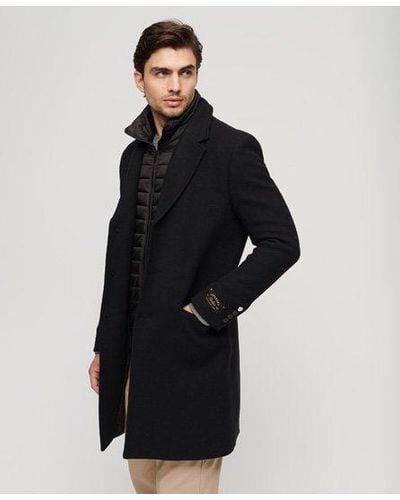 Superdry 2 In 1 Wool Overcoat in Gray for Men | Lyst