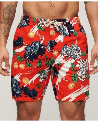 Superdry Floral Print Bermuda Shorts - Red