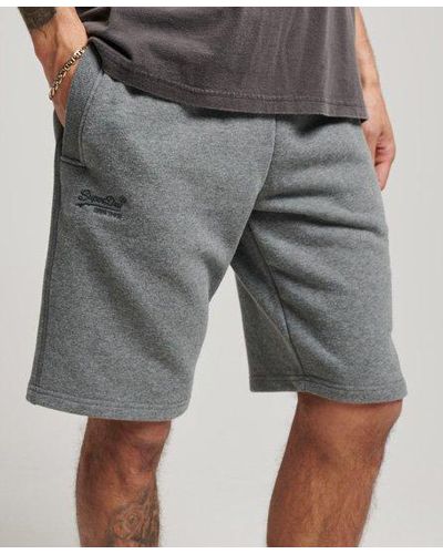 Superdry Classic Vintage Logo Embroidered Jersey Shorts - Gray