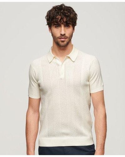 Superdry Short Sleeve Knitted Polo Shirt - White